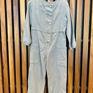 Zara Gray Button-Front Jumpsuit